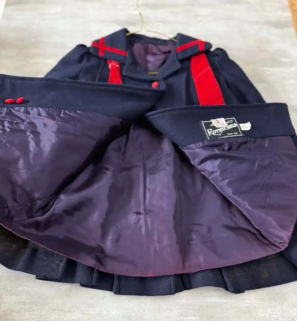 Vintage Rothschild Navy Wool Sailor Coat with Matching Hat‎ - Girls Size 4